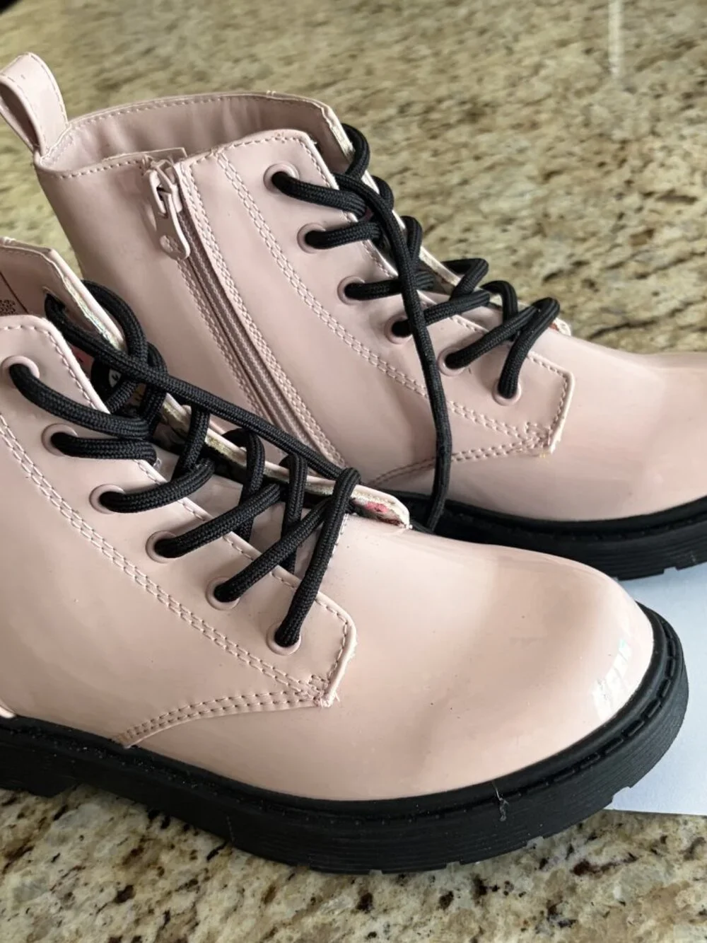 Art Class Faux Pink Leather Zip Up Boots